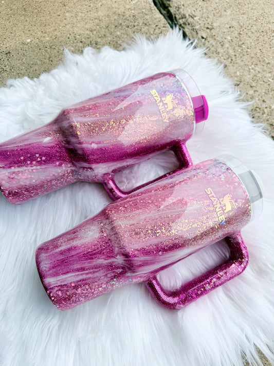 Pink & Rose Gold Glitter Tumbler