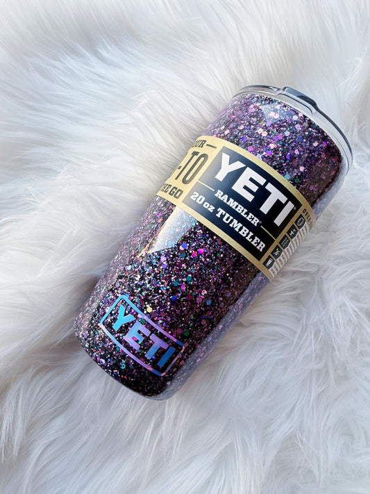 Black and Purple Glitter Tumbler