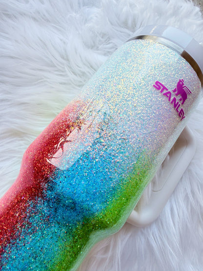 Opal Rainbow Ombre Glitter Tumbler