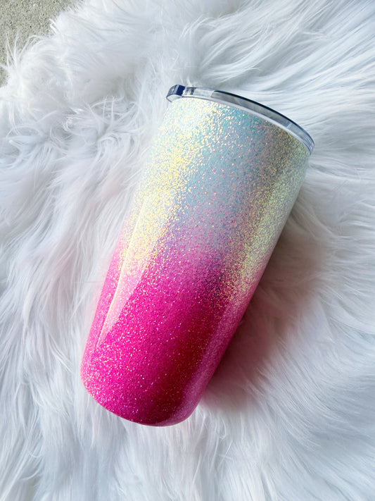 Pink and opal ombre Glitter Tumbler