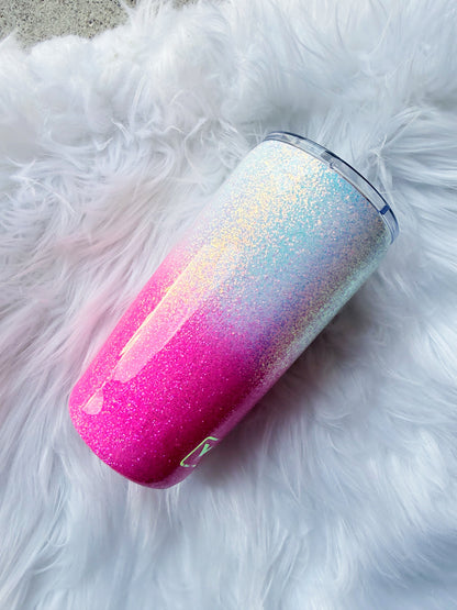 Pink and opal ombre Glitter Tumbler