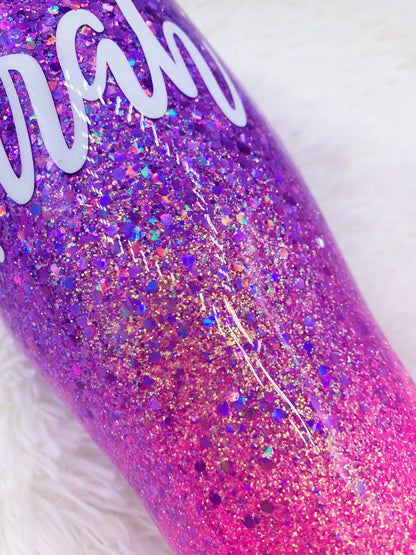 Purple and Pink Glitter Tumbler
