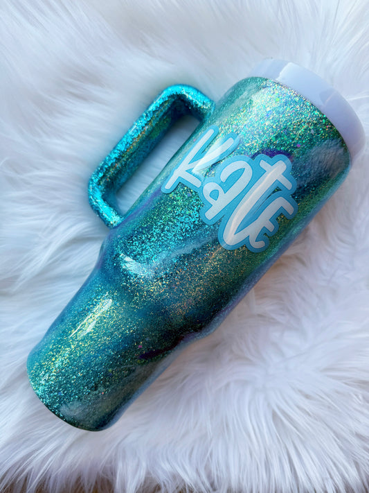 Teal Glitter Tumbler
