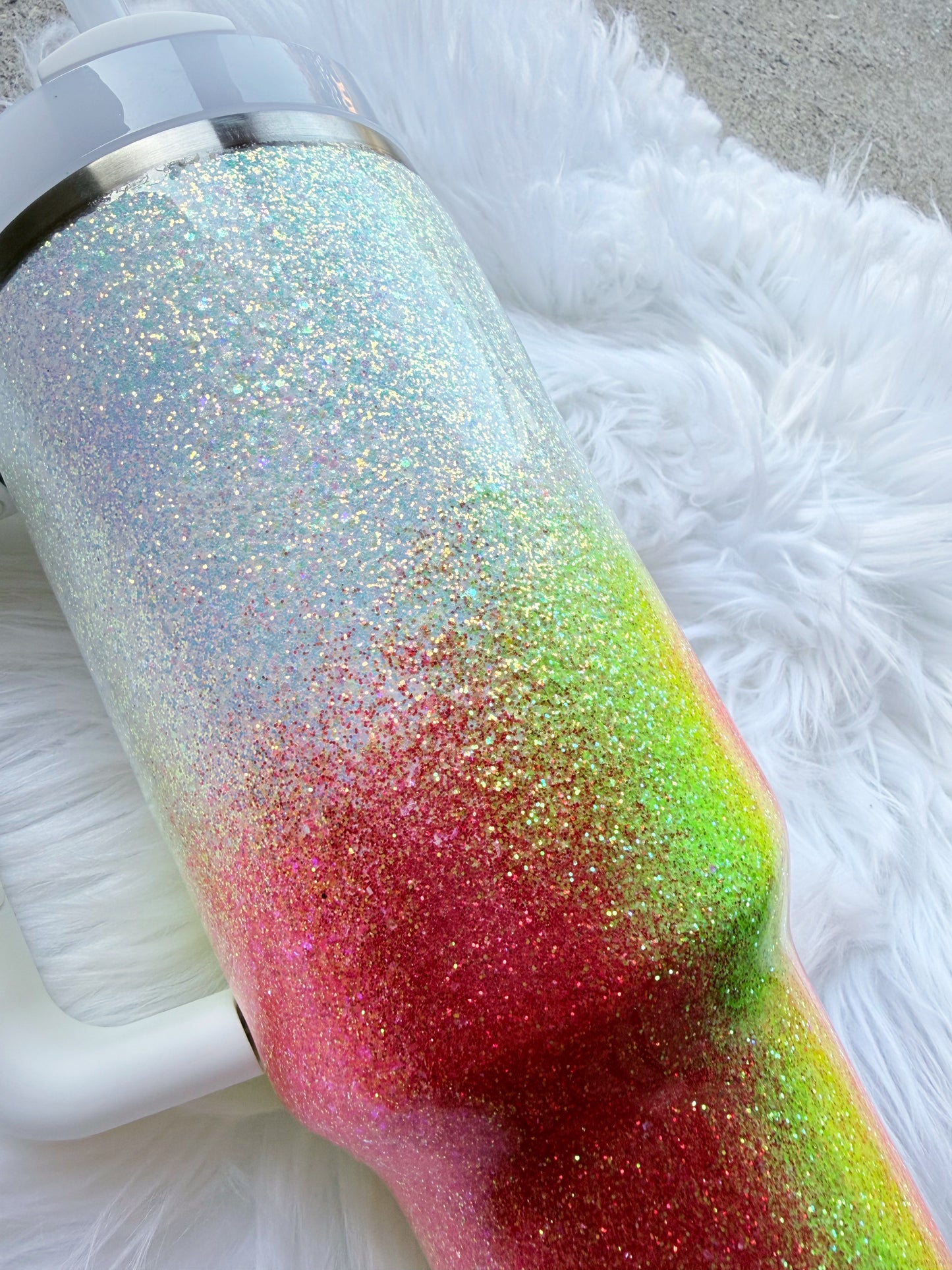 Opal Rainbow Ombre Glitter Tumbler