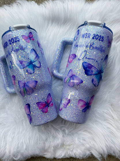 Butterflies Glitter Tumbler