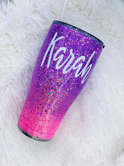 Purple and Pink Glitter Tumbler