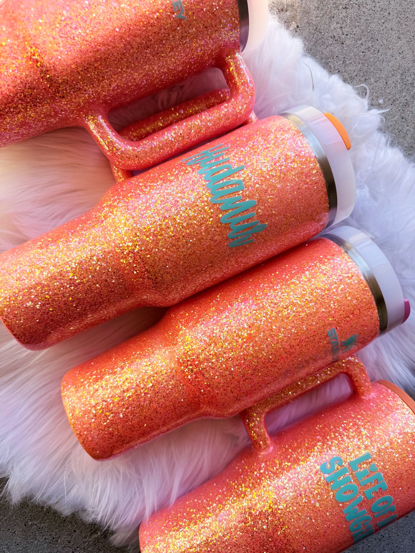 Orange Glitter Tumbler