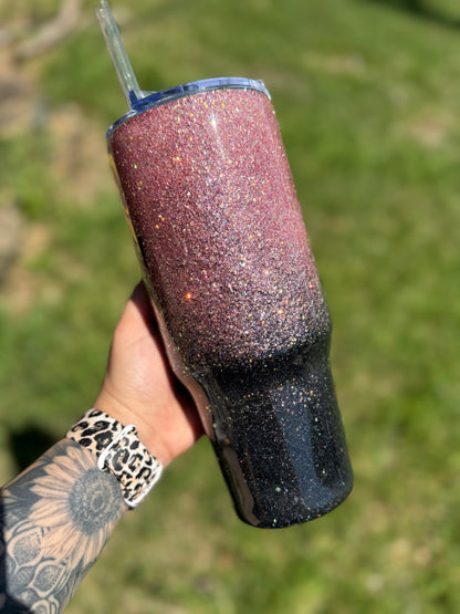 Pink and black Glitter Tumbler