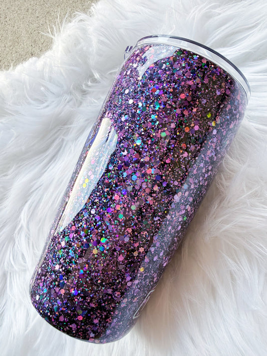 Black and Purple Glitter Tumbler