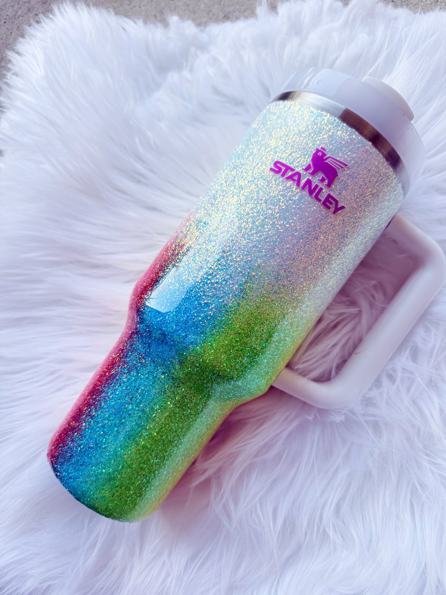 Opal Rainbow Ombre Glitter Tumbler