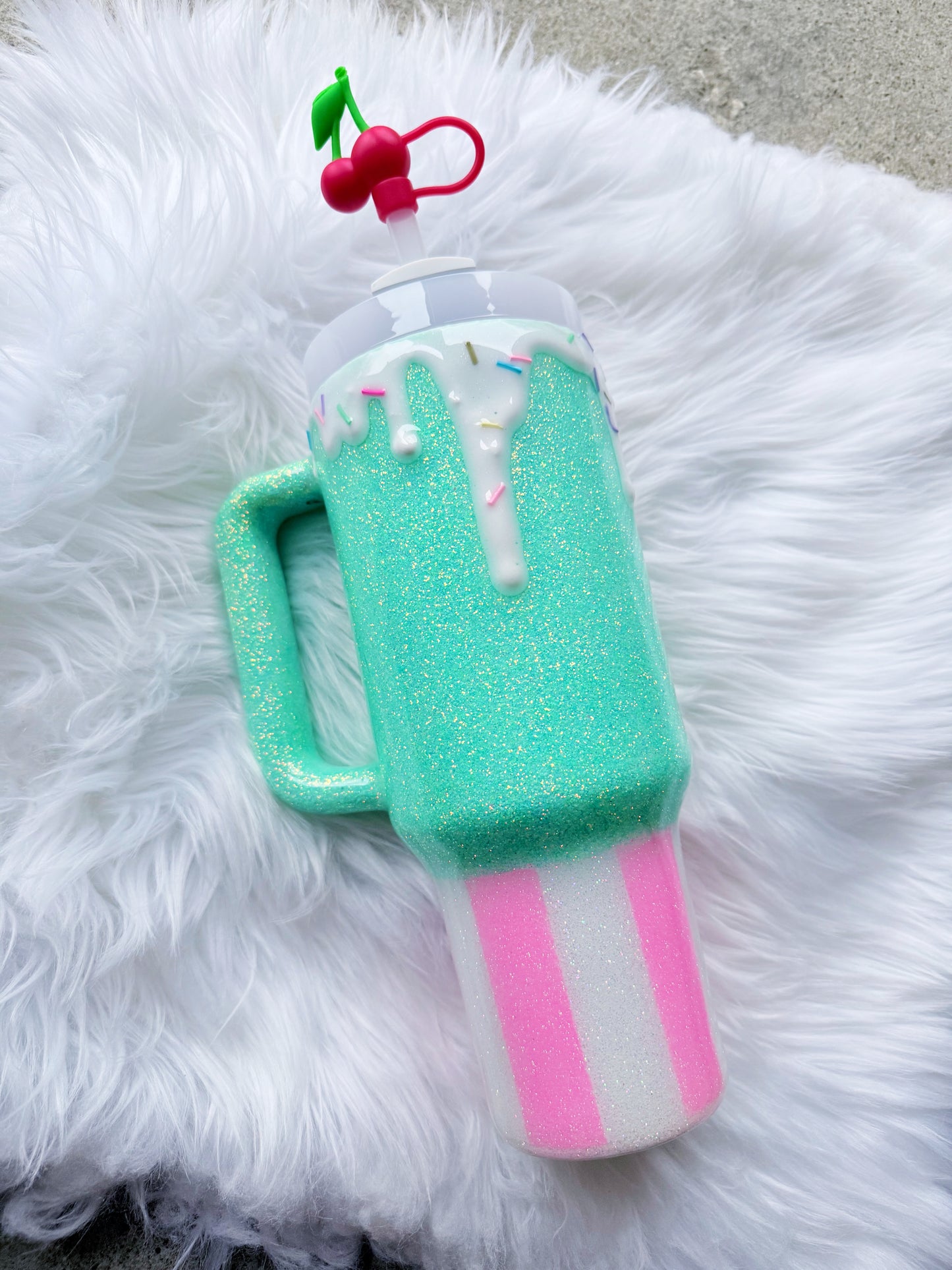 Ice Cream Inspired Glitter Tumbler