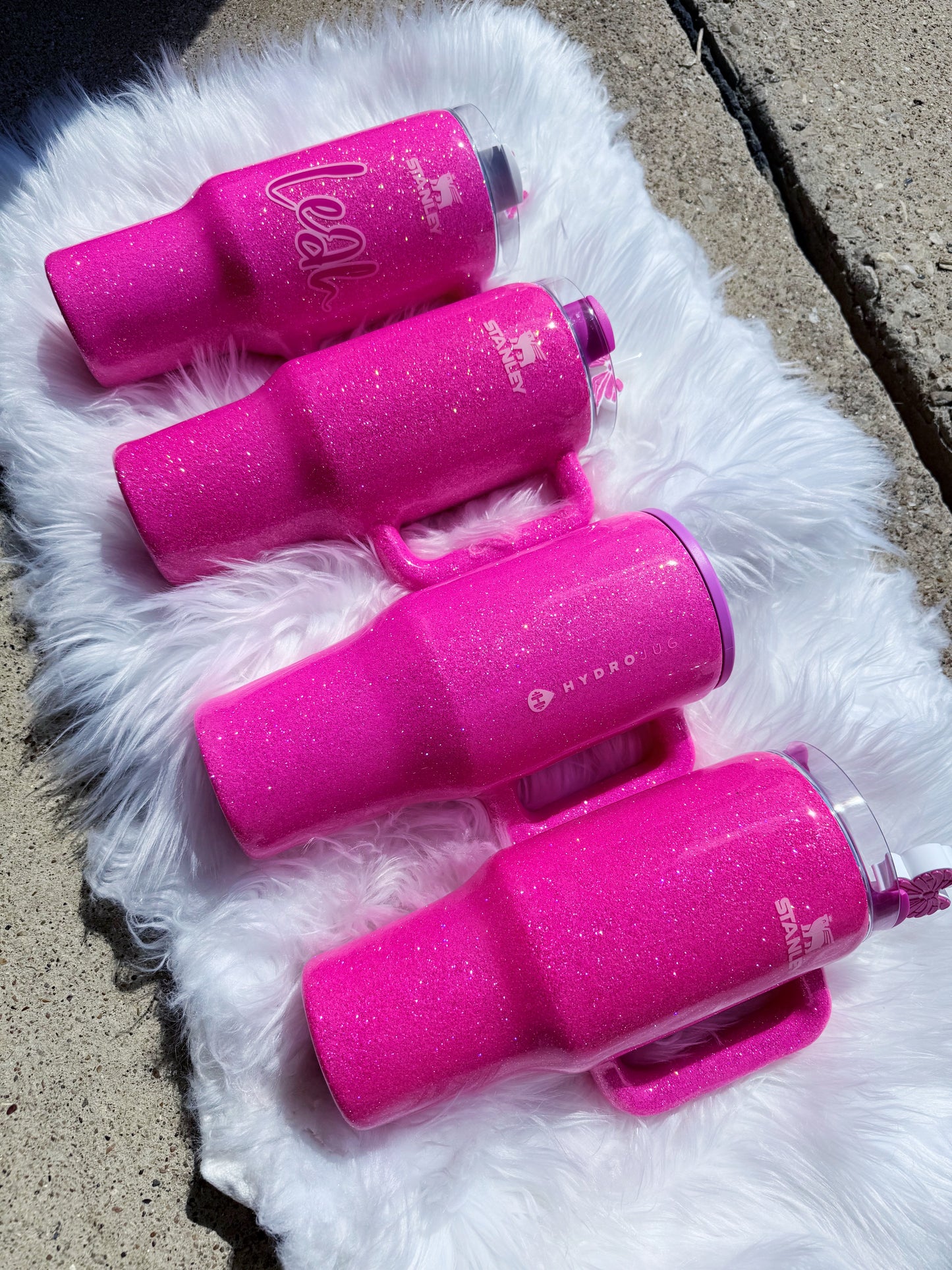 Neon Pink Glitter Tumbler