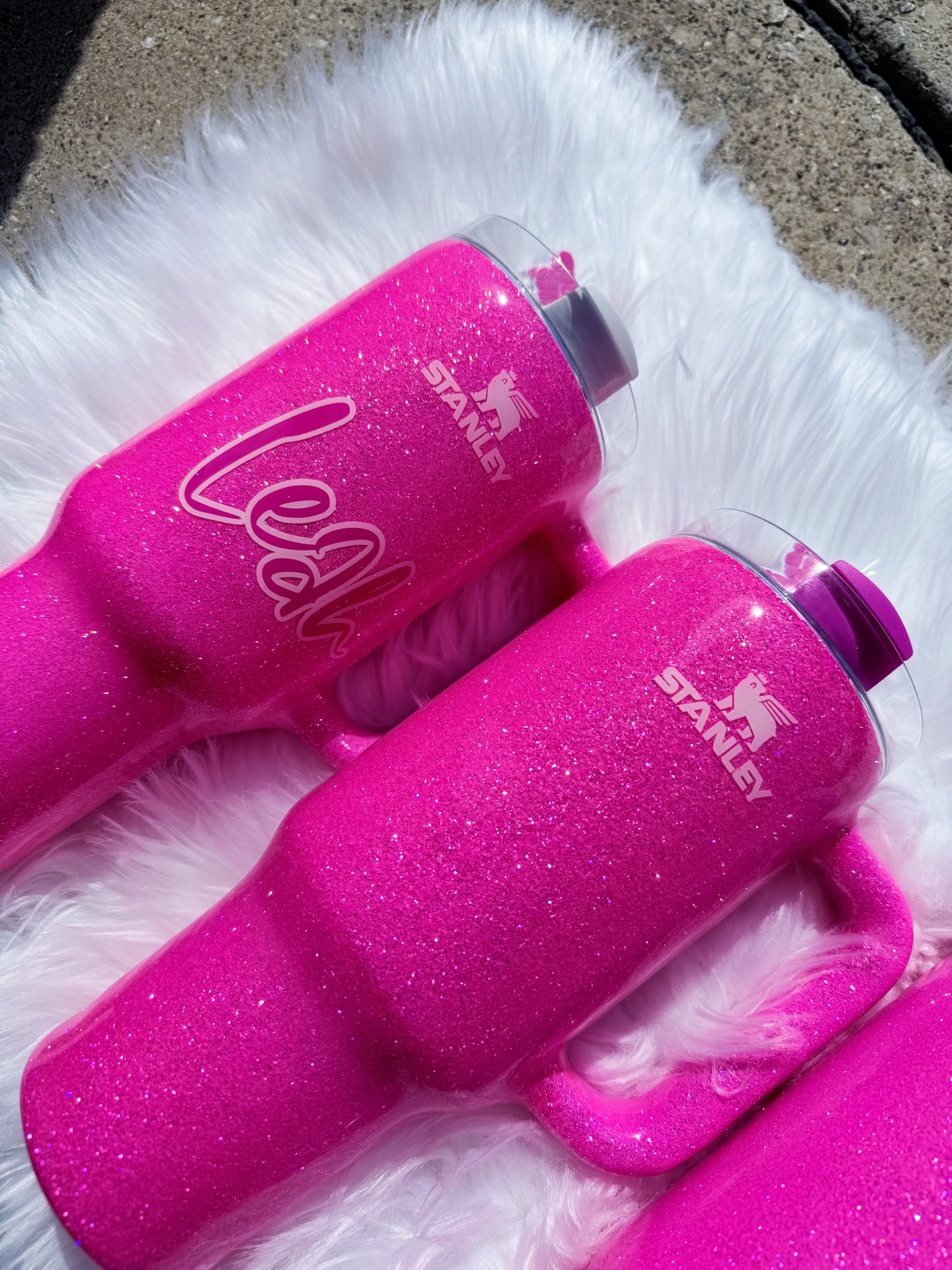 Neon Pink Glitter Tumbler