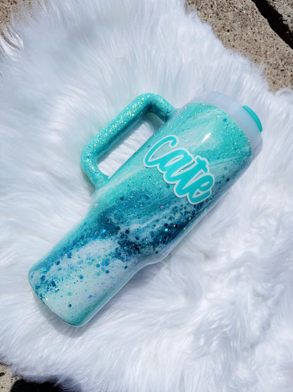 Turquoise Glitter Tumbler