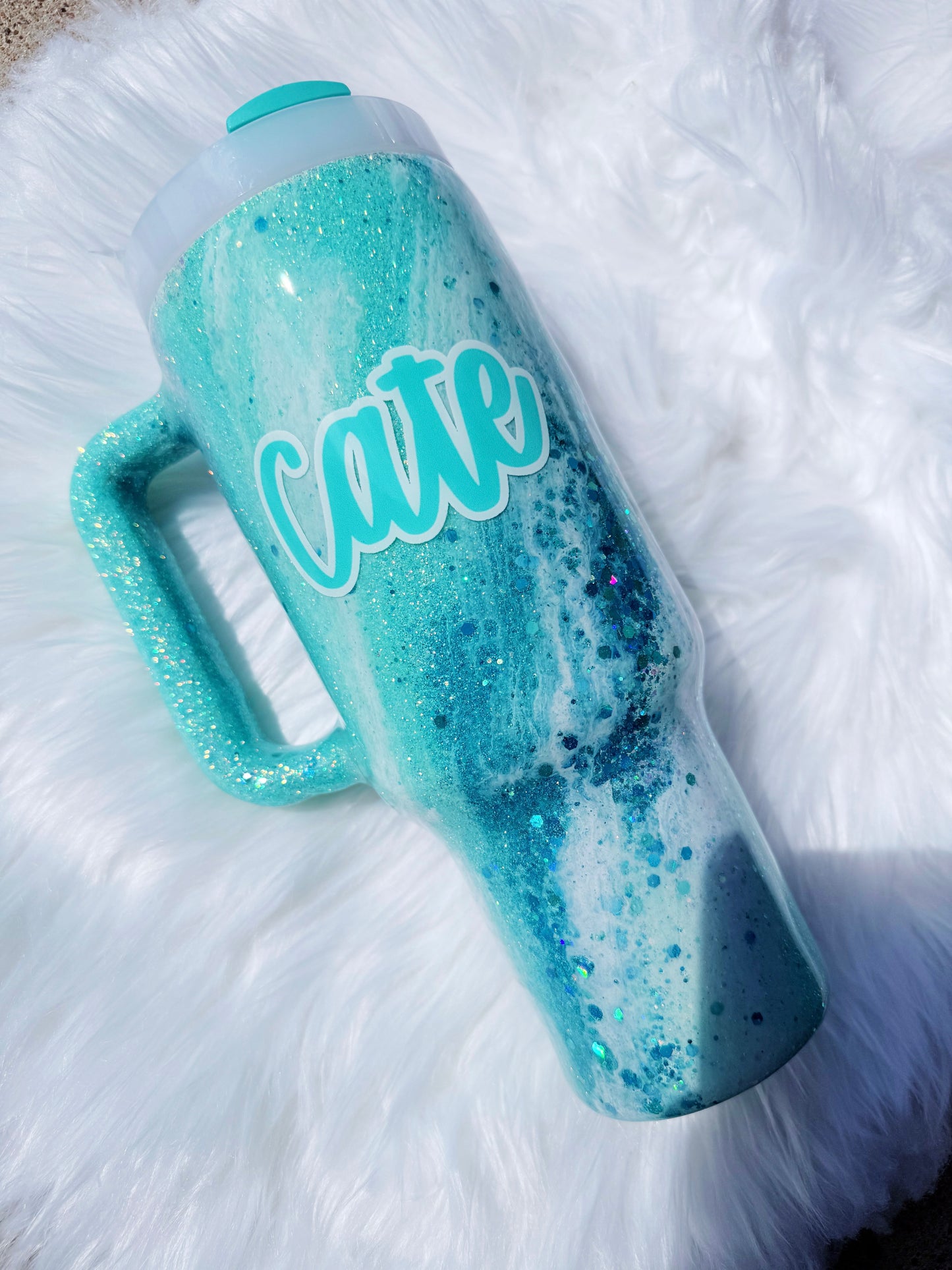 Turquoise Glitter Tumbler
