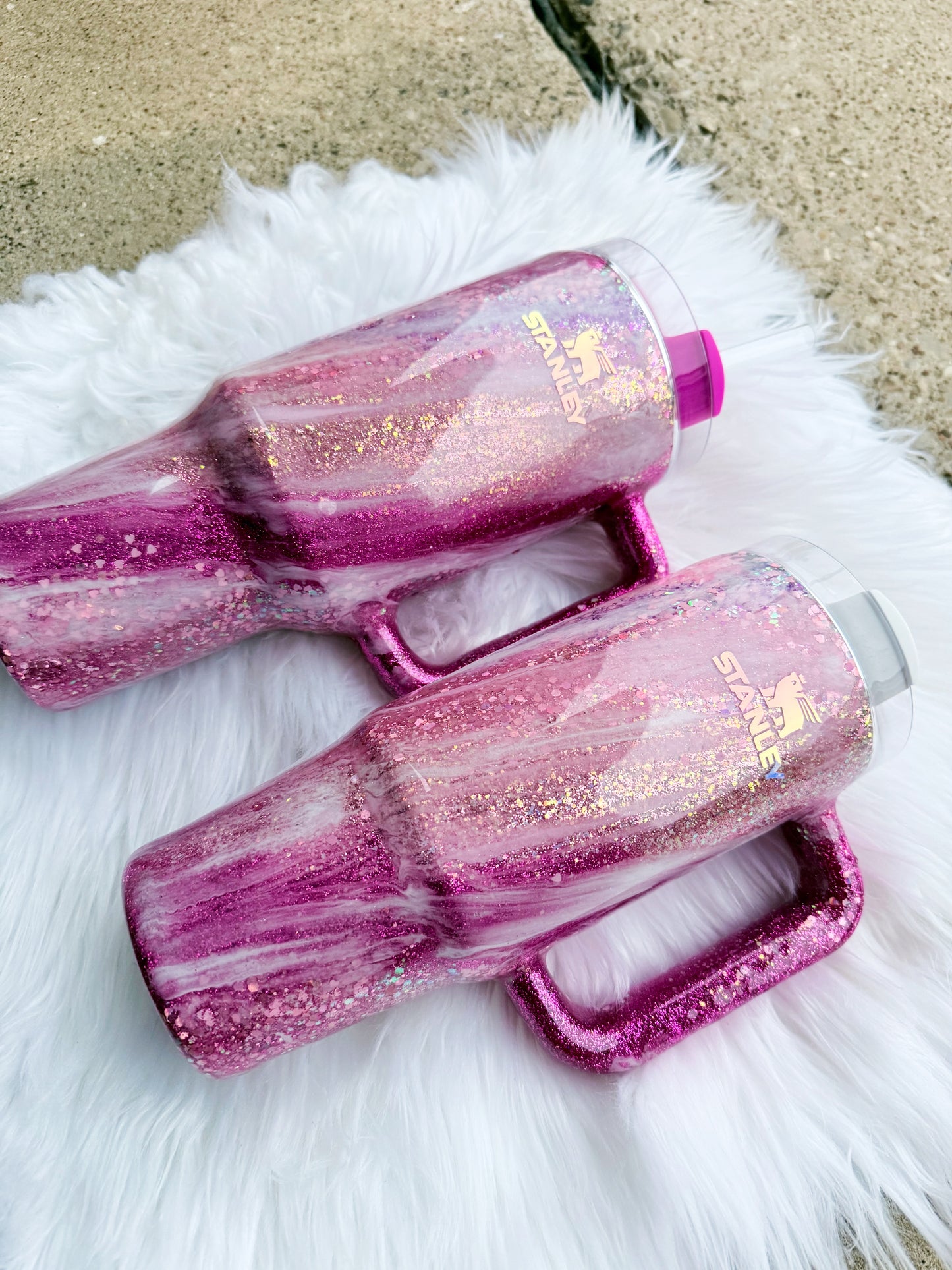 Pink & Rose Gold Glitter Tumbler