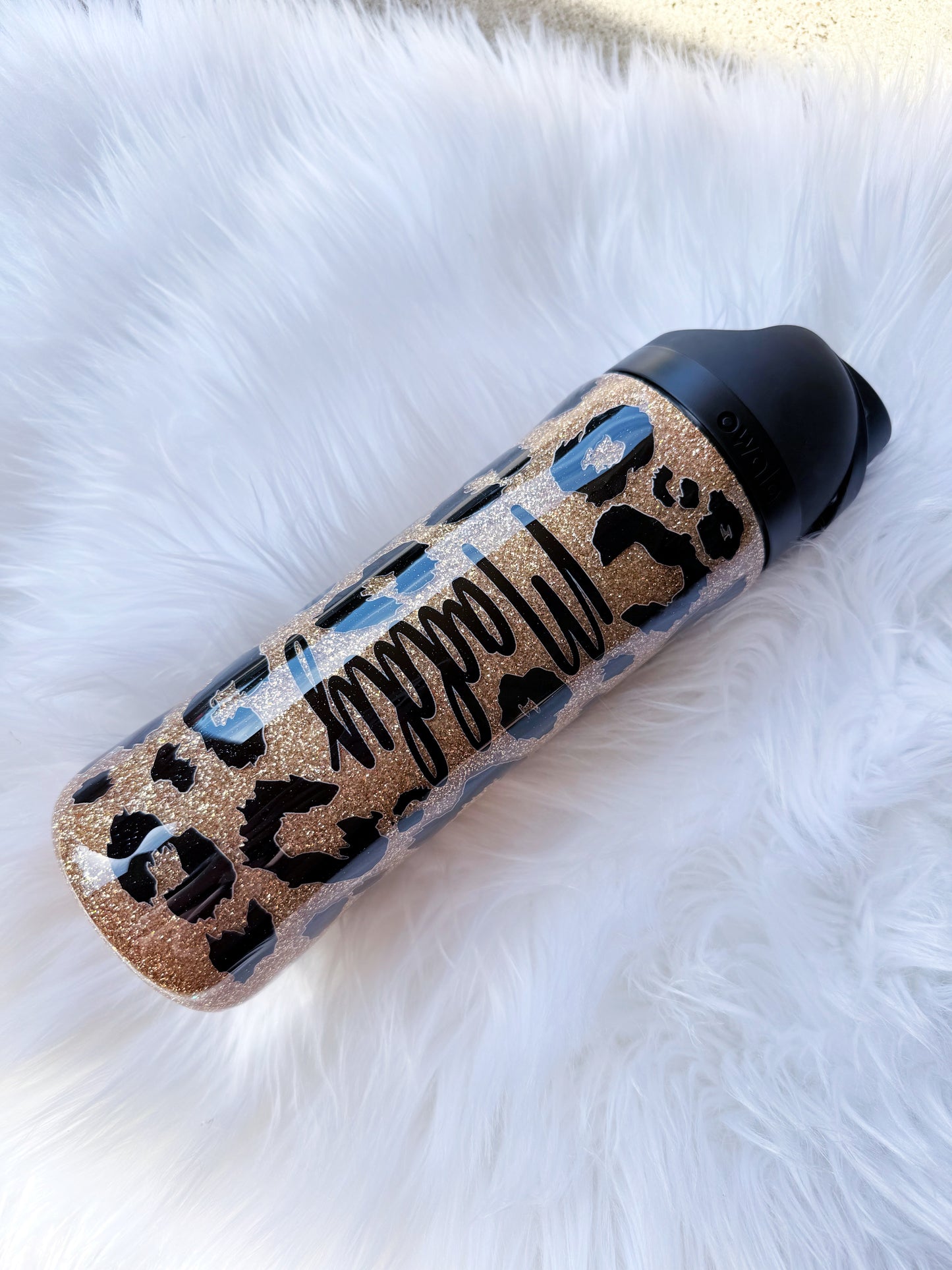 Gold Leopard Glitter Tumbler